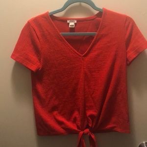 Size Xxs J Crew tie front shortsleeve red shirt